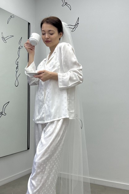 Свадебное платье «Будуарный комплект молочный принт» | Свадебный салон GABBIANO в Новосибирске