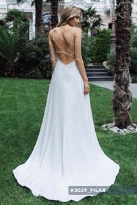 Свадебное платье Пилар А-силуэт, Кружевные, Простые, С открытой спиной