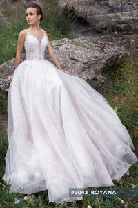 Свадебное платье Рояна А-силуэт, С открытой спиной, Кружевные