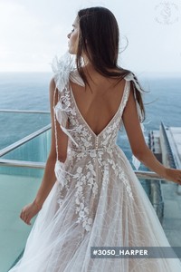 Свадебное платье Харпер А-силуэт, С открытой спиной, Легкие, Кружевные