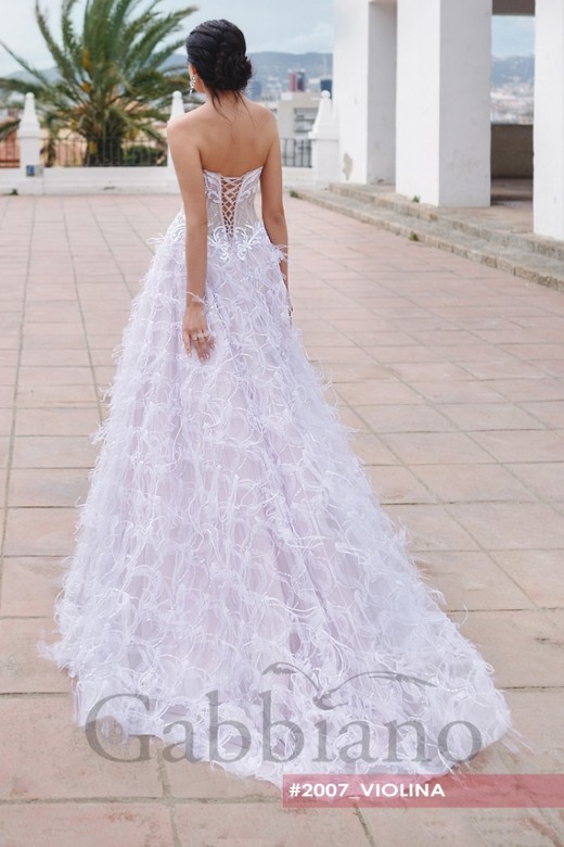 Свадебное платье Виолина А-силуэт, Закрытые, Кружевные