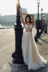 Свадебное платье Орбитал А-силуэт, Без корсета, Со шлейфом