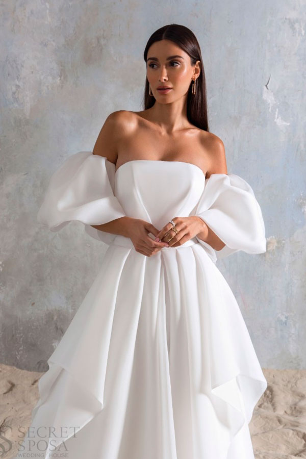 свадебное платье с пышными рукавами